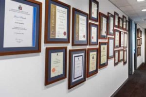 Photograph of medical degrees